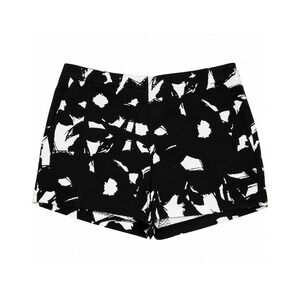 Banana Republic Womens 4 Black White Jacquard Shorts Abstract Floral Side Zip